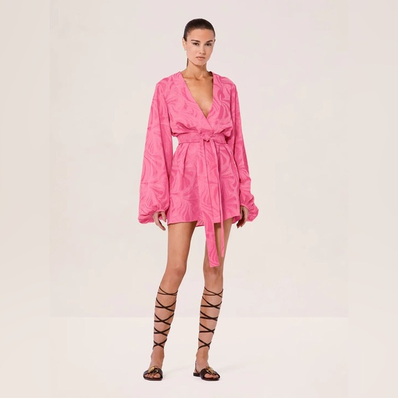 ALEXIS | Piper Pink Mini Dress with Tie at Waist - NWT, Size Medium - Picture 1 of 5